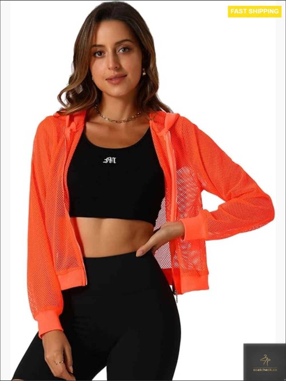 Sheer Mesh Hooded Jacket Long Sleeve Zip Up Lightweight Casual Outwear Layering